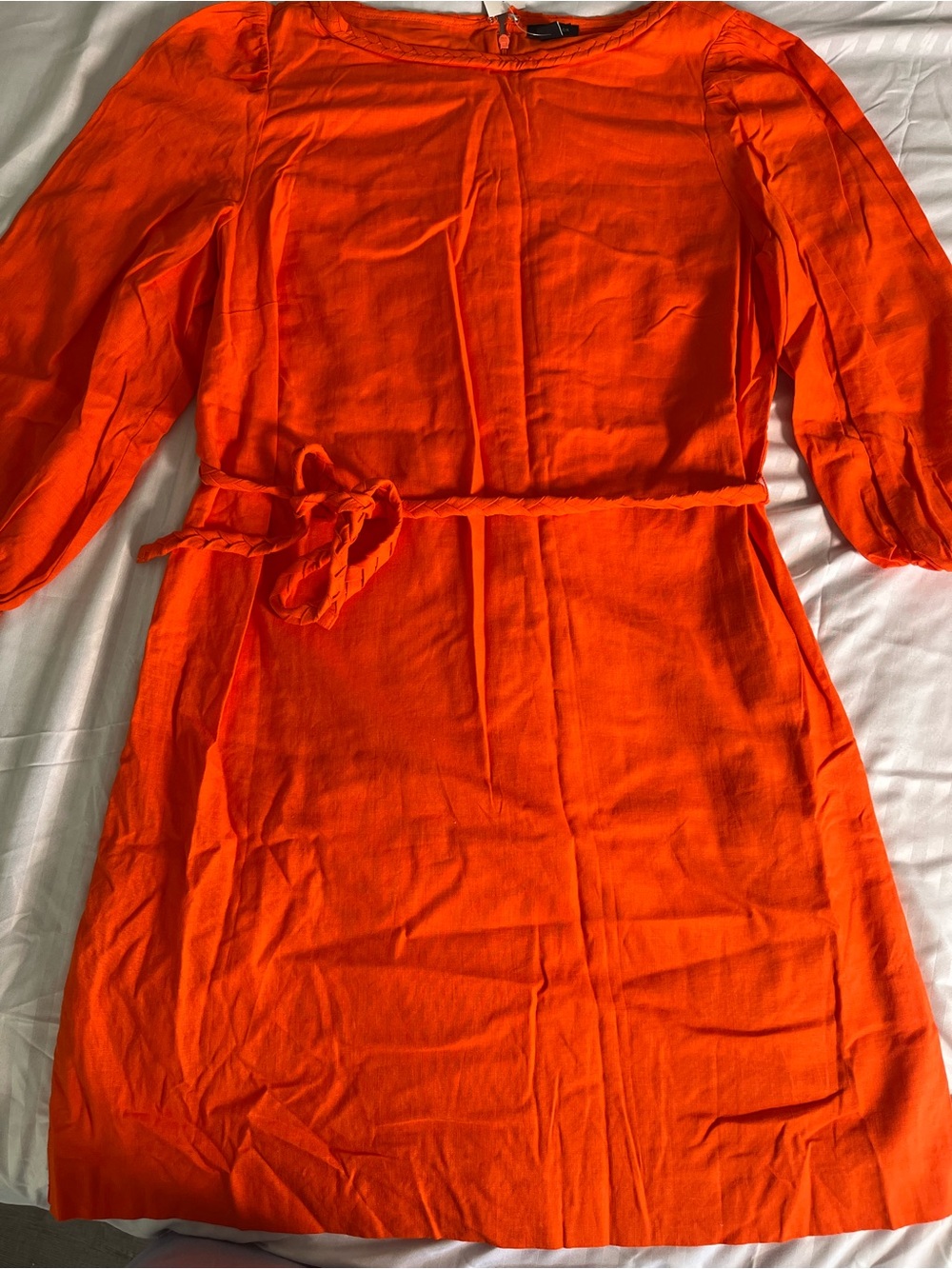 Ann Taylor Orange Braided-Neckline Dress